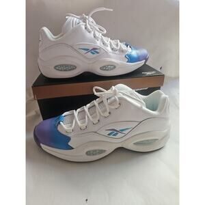 NEW Reebok Question Low Blue Purple FadeSize 13 Men's White Leather Shoes